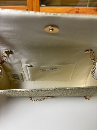 Bolso fiesta Bulaggi dorado glitter cadena