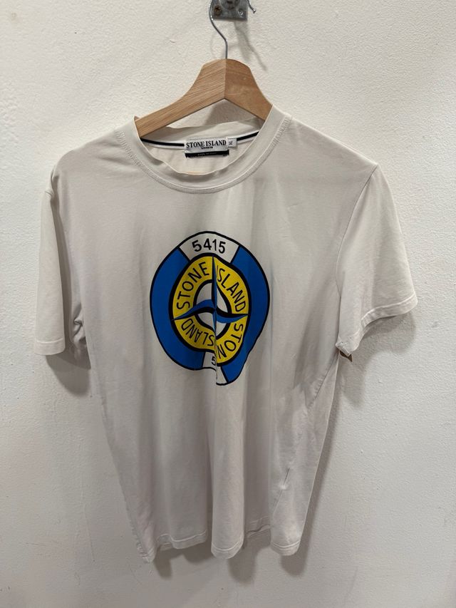 Camiseta Stone Island Blanca Logo