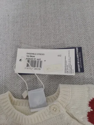 Completo lana Petit Bateau cuori tg 1 mese