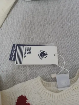 Completo lana Petit Bateau cuori tg 1 mese