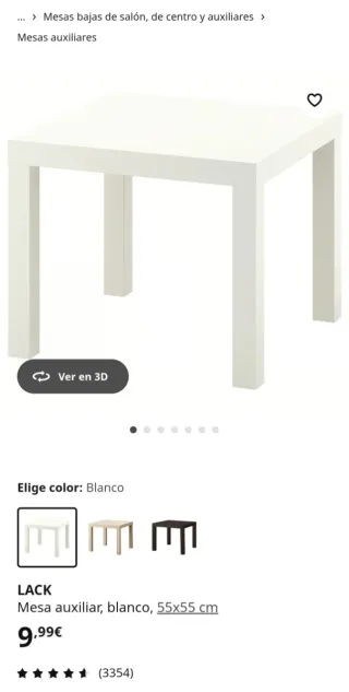 Mesa auxiliar LACK IKEA blanca