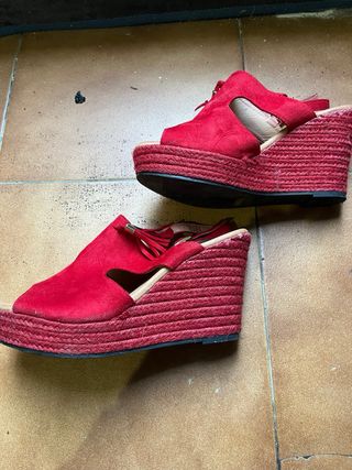 Zapatos Tacones Cuñas plataforma rojas Talla 41