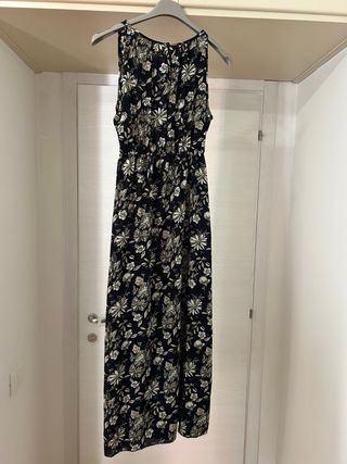Vestito lungo floreale nero