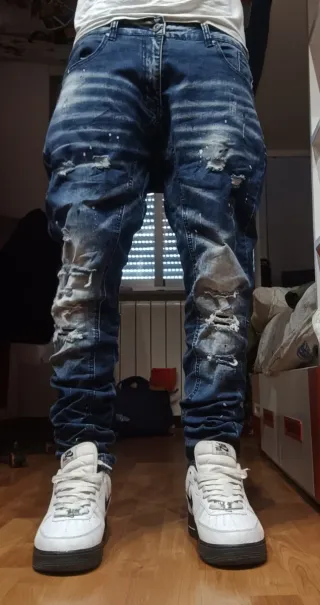 Vaqueros drip Slim fit azules