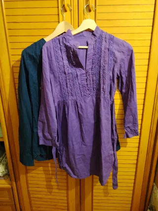 Camisa morada y verde mujer