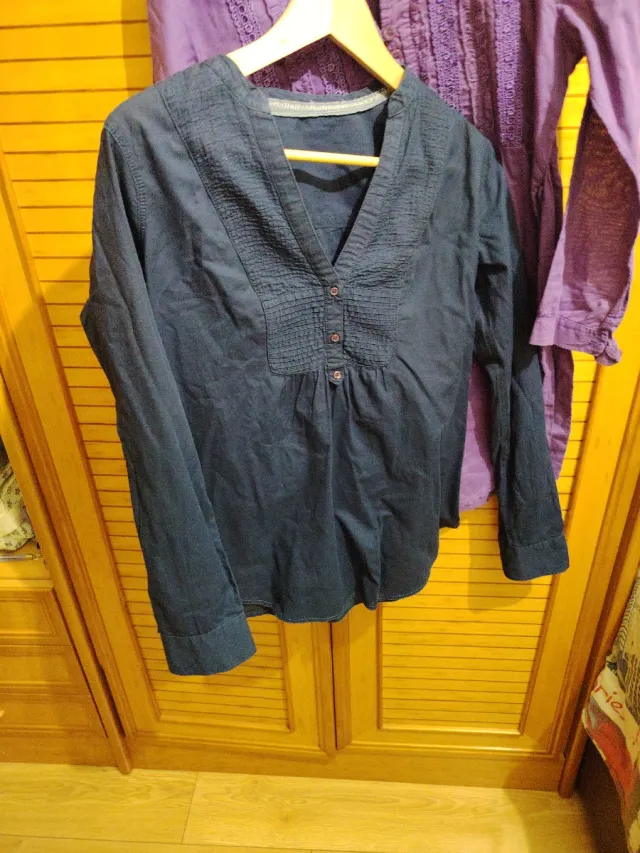 Camisa morada y verde mujer