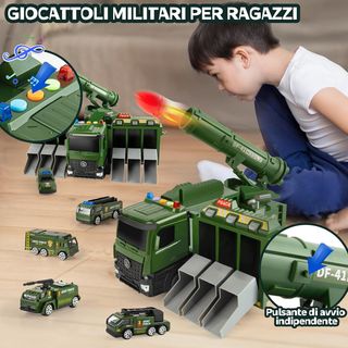 Camioncino militare giocattolo con missile