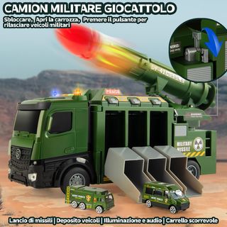 Camioncino militare giocattolo con missile