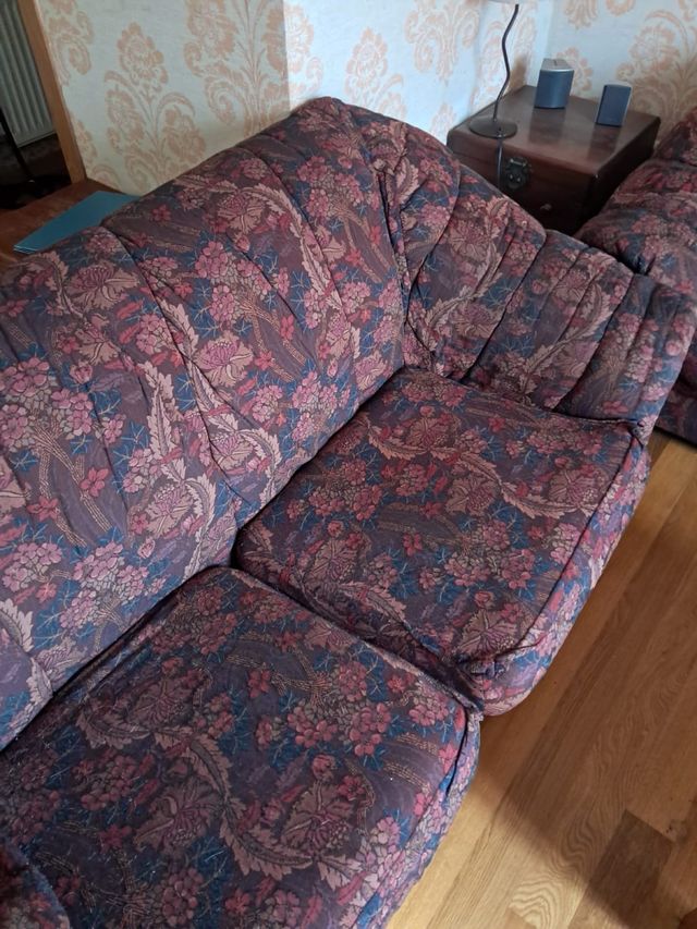 2 x sofá de tela floral rosa y morado