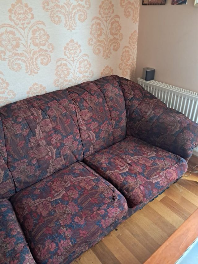 2 x sofá de tela floral rosa y morado