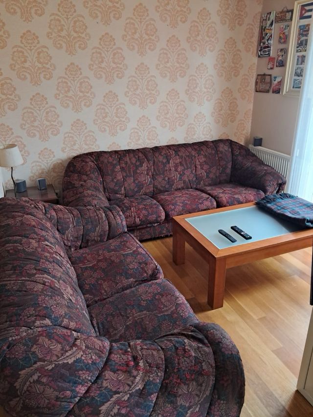 2 x sofá de tela floral rosa y morado