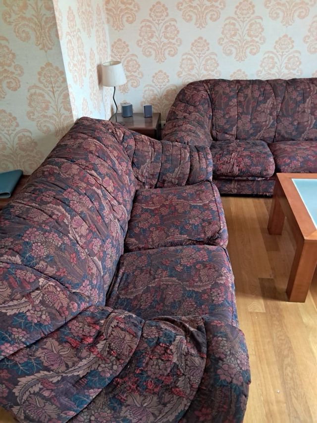 2 x sofá de tela floral rosa y morado