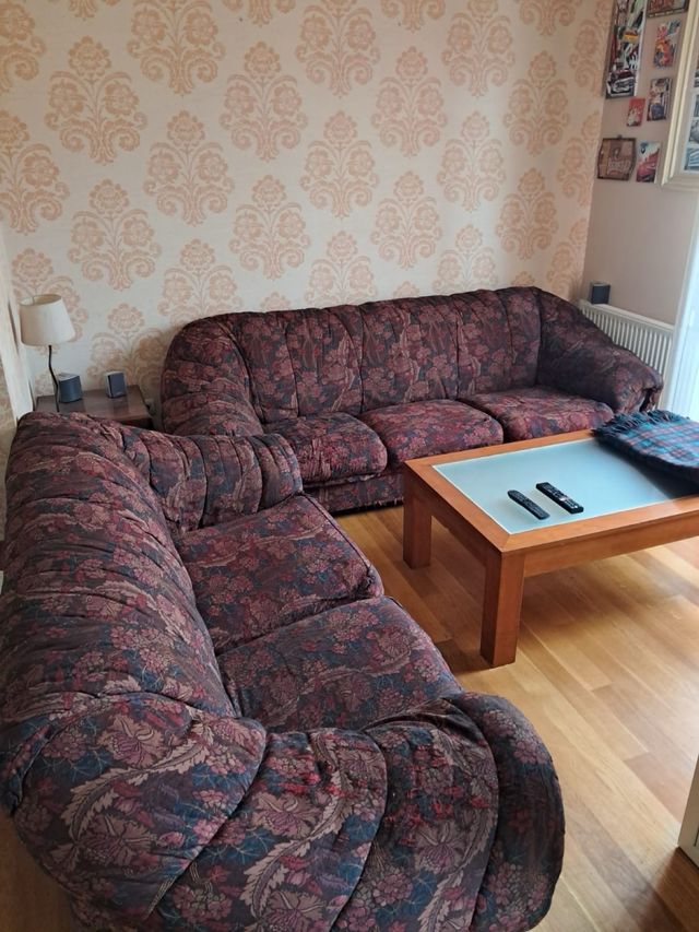 2 x sofá de tela floral rosa y morado