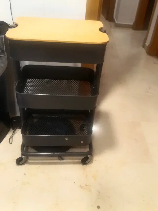 Carrito Ruedas Ikea Madera Metal gris oscuro brill