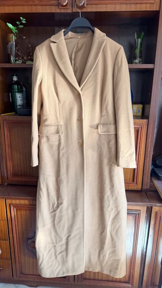 Abrigo largo mujer beige -gabardina