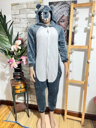 Pijama entero lobo gris