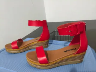 Sandalias cuña rojas mujer talla 40