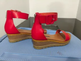 Sandalias cuña rojas mujer talla 40