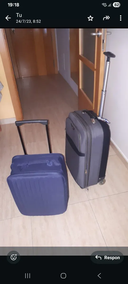 Maletas de viaje grises y rojas