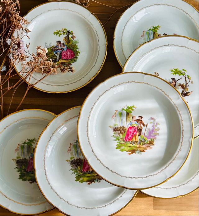 Platos hondos de porcelana Limoges