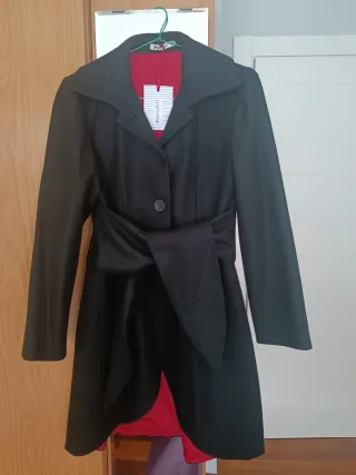 Abrigo Parnasse negro lazo cinturón