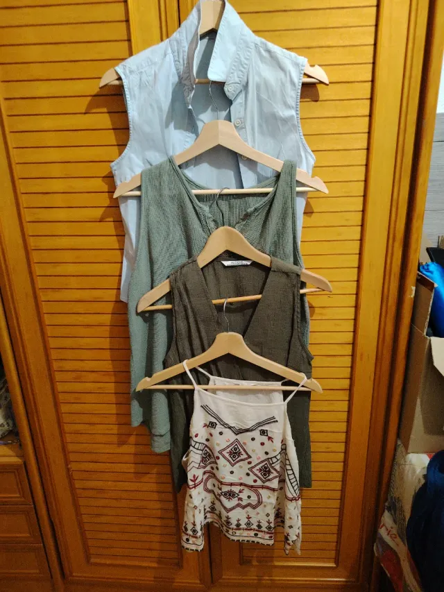 Lote 4 Camisetas Mujer Sin Mangas Talla Única