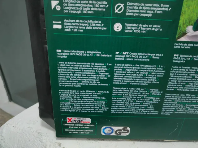 PARKSIDE 20V Tijera Cortacésped y Arreglasetos