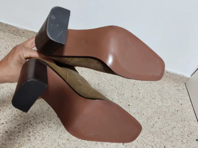 Botas Mango Piel (Ante) Tacon Marron Talla 40