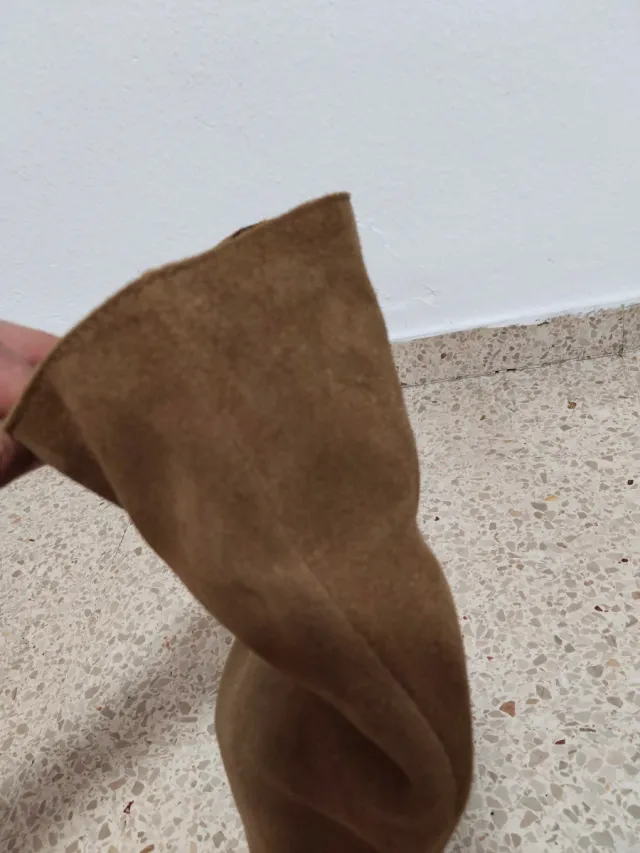 Botas Mango Piel (Ante) Tacon Marron Talla 40