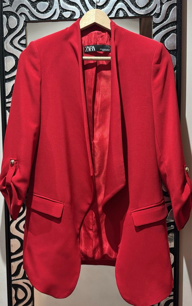 Blazer Zara Rojo Mujer