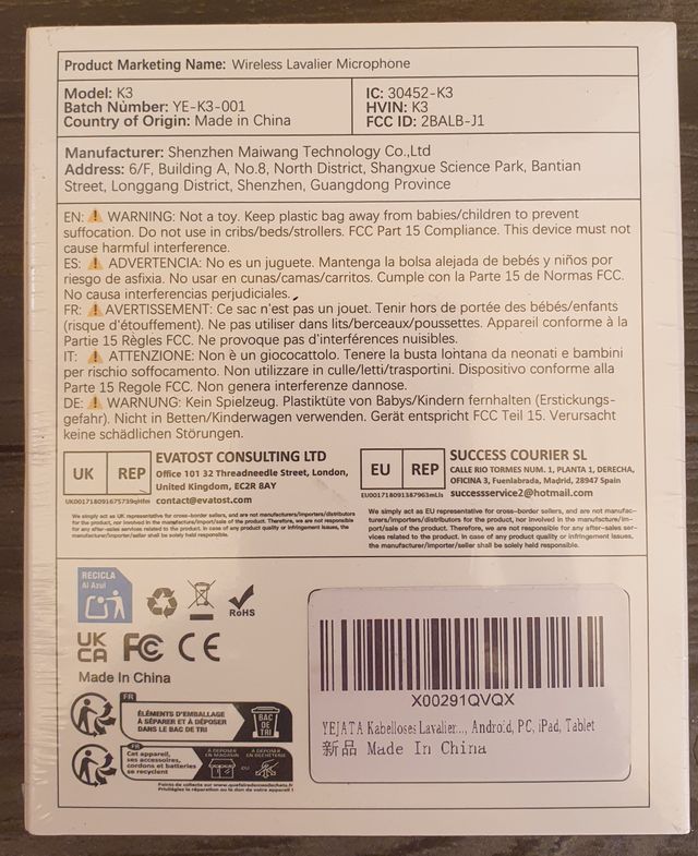 Pack micrófonos tipo Lavalier inalámbricos