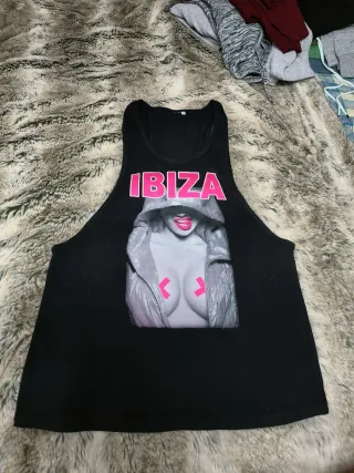 Camiseta sin mangas Ibiza negra