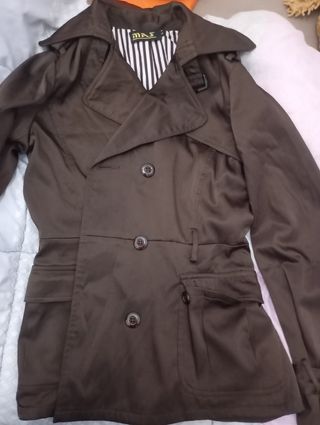 MAS Chaqueta Marrón Estilo Gabardina
