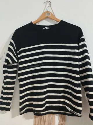 Jersey Zara Rayas Blanco y Negro