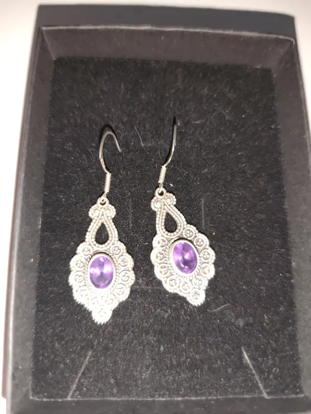 Pendientes Plata Labradorita Morado
