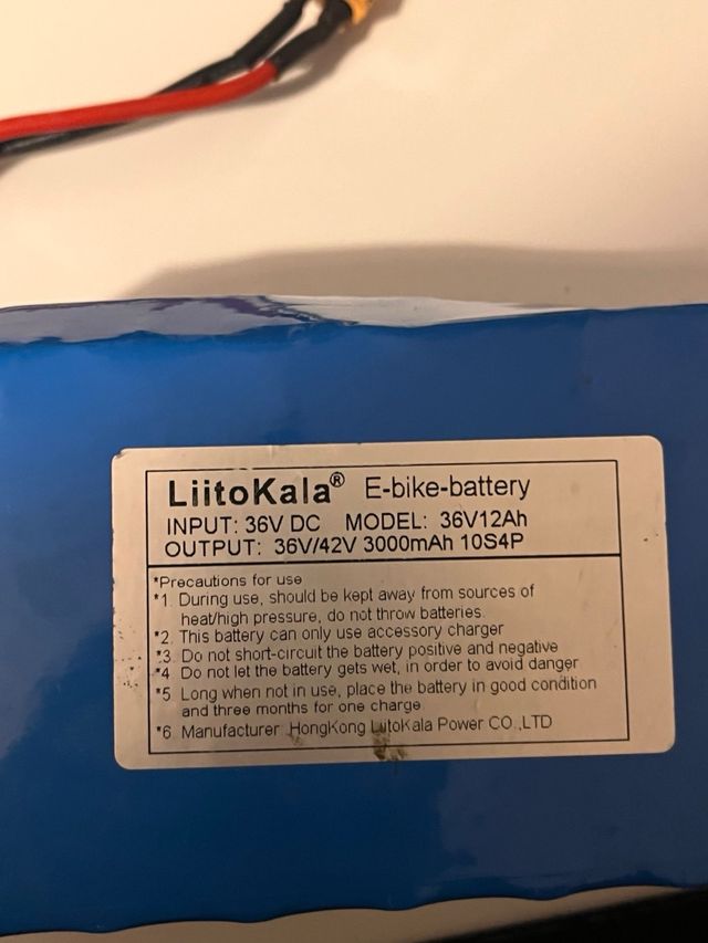 Batería LiitoKala 36V 12Ah 10S4P E-bike