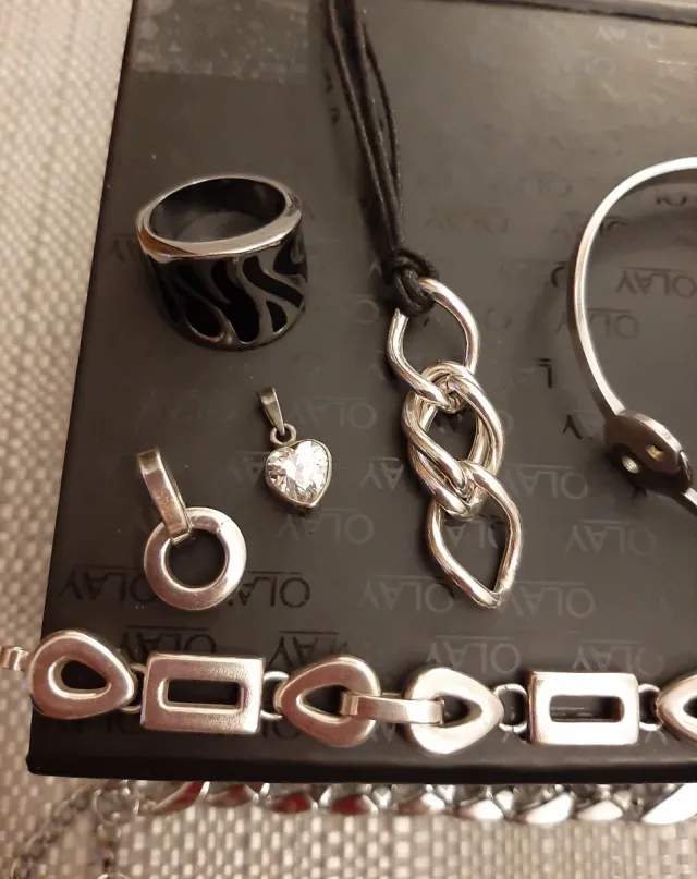 Joyería Plata: (Pulsera+3 Colgantes)+Bisut. Acero