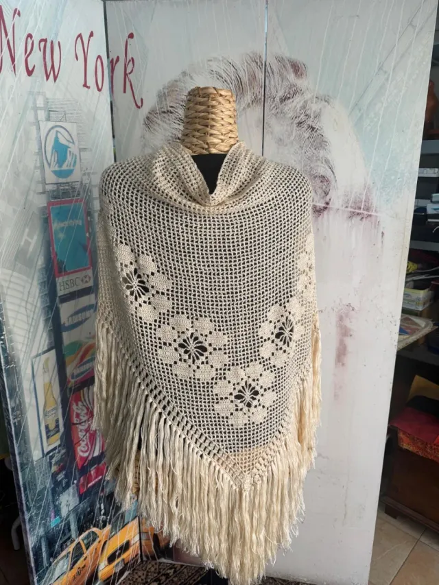 Scialle uncinetto vintage filet