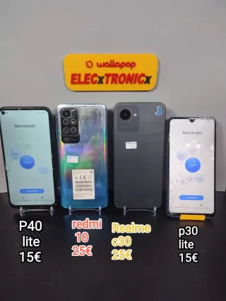 Huawei p40 lite, Redmi 10, Realme C30 y p30 lite