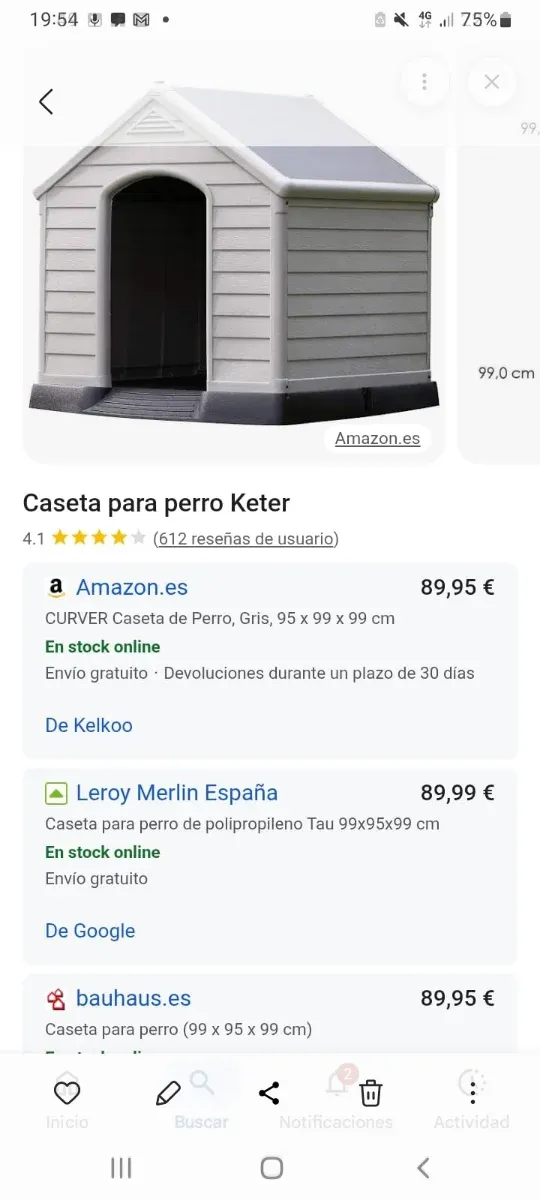 Caseta perro grande Keter gris/blanca