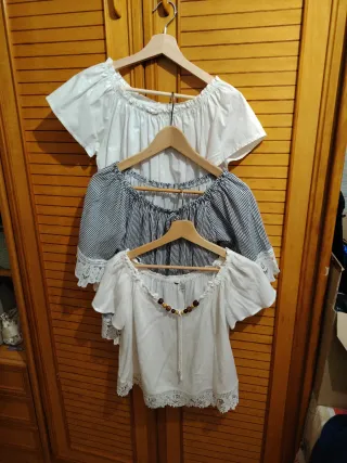 Camisa blanca mujer escote Bardot