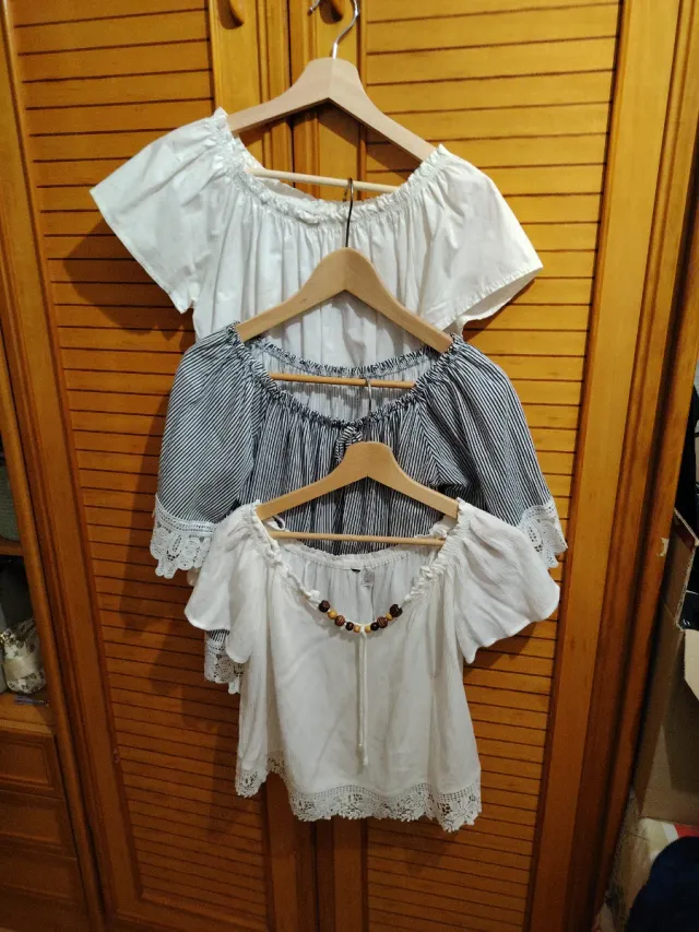 Camisa blanca mujer escote Bardot