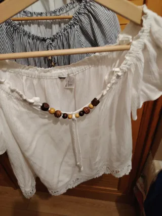 Camisa blanca mujer escote Bardot