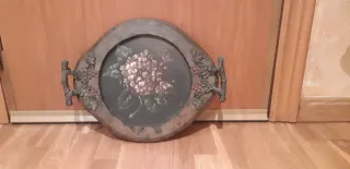 Bandeja Vintage Madera y Forja Pintada Mano