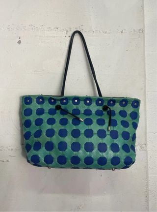 Borsa in vera pelle azzurra e blu