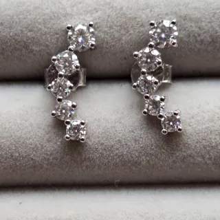 Anillo y pendientes Moissanitas Plata 925S y Oro