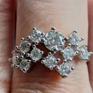 Anillo y pendientes Moissanitas Plata 925S y Oro