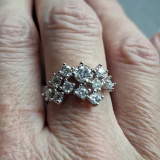 Anillo y pendientes Moissanitas Plata 925S y Oro