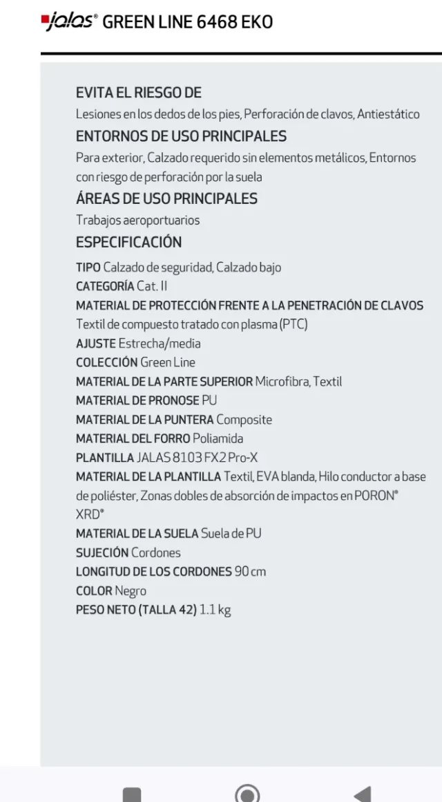 Zapato Seguridad JALAS GREN N° 44