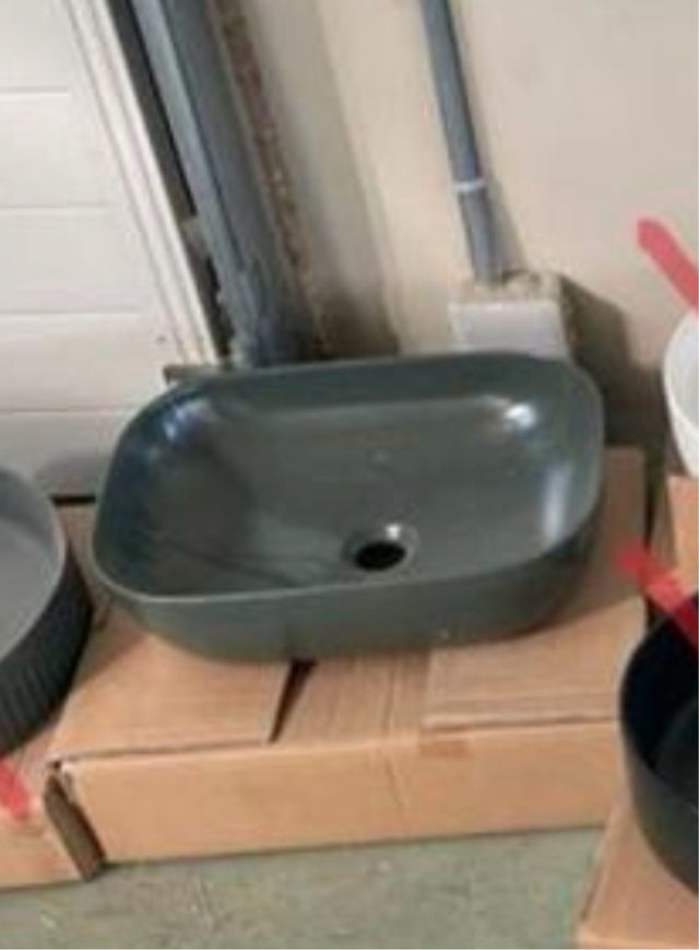 Lavabo sobre encimera verde cerámica